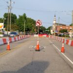 Water-filled Barriers and Center Lane Closure